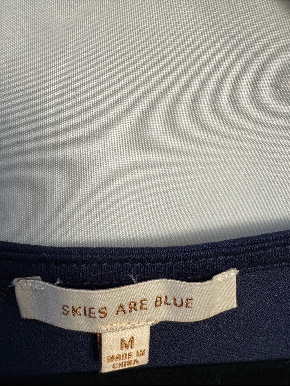 Skies Are Blue Traleven Embroidered Yoke Knit Top Navy Medium - Picture 3 of 7